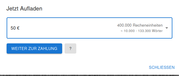 Betrag zum Aufladen auswählen